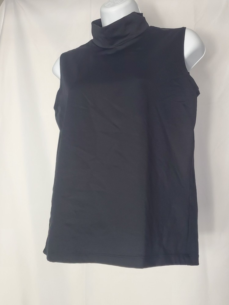 Chico’s Black Sleeveless Turtleneck Top Size M Stretch Mock Neck Blouse