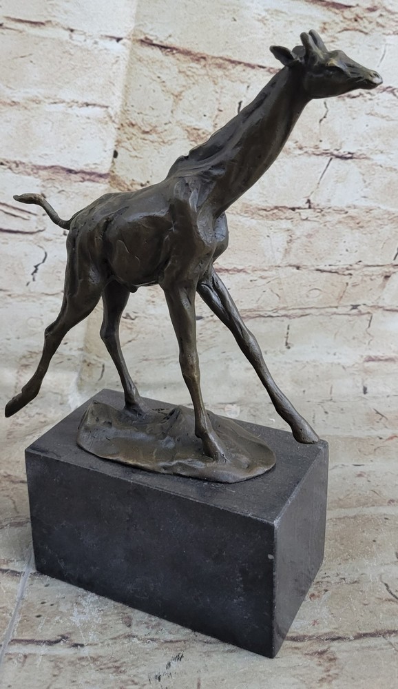 Elegant Bronze Giraffe Sculpture Art Deco Marble Base Figurine Statue Sale Sale