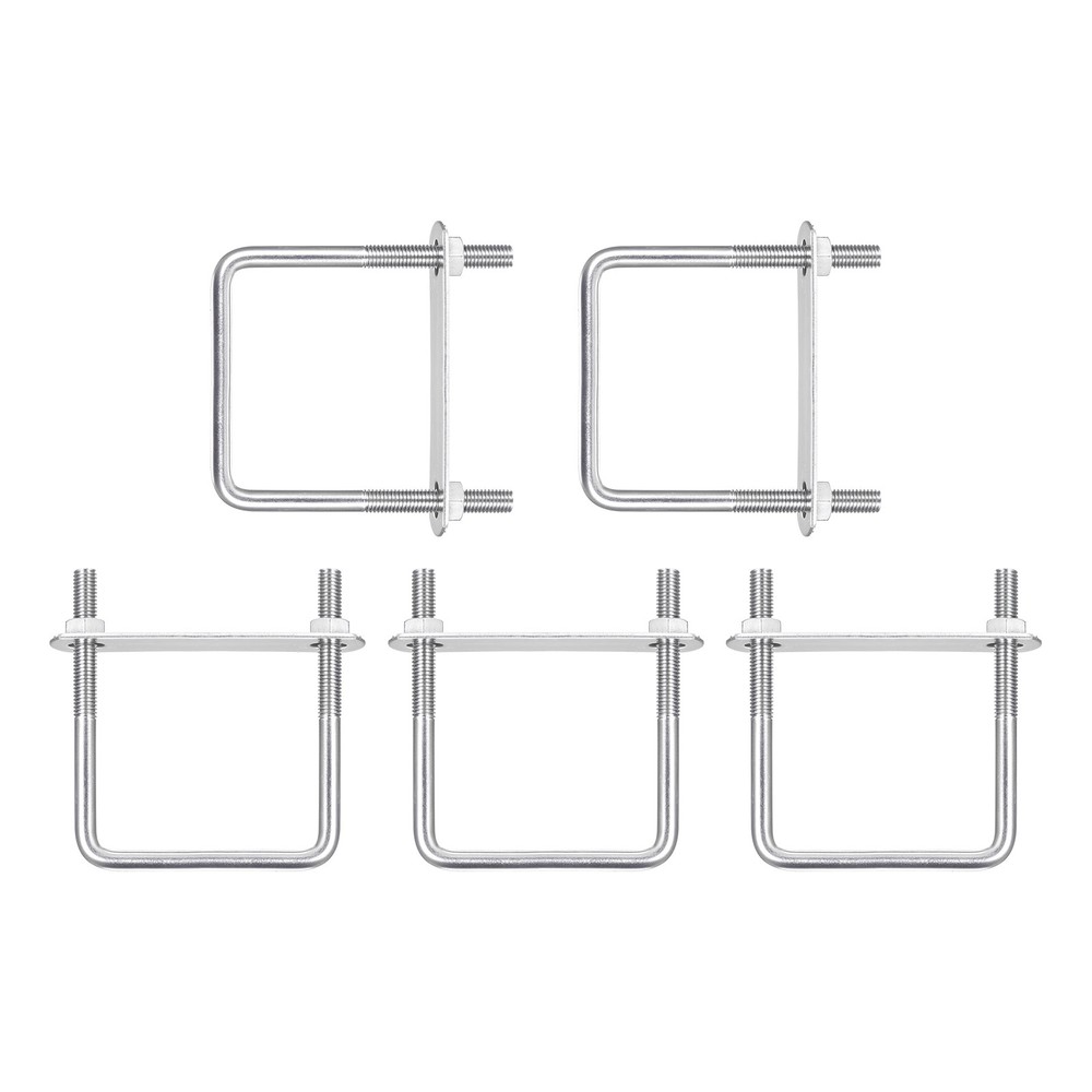 M8x70x100mm(DxWxL) Square U Bolt - 5Pack - Good for Pipe - 304 Stainless Steel