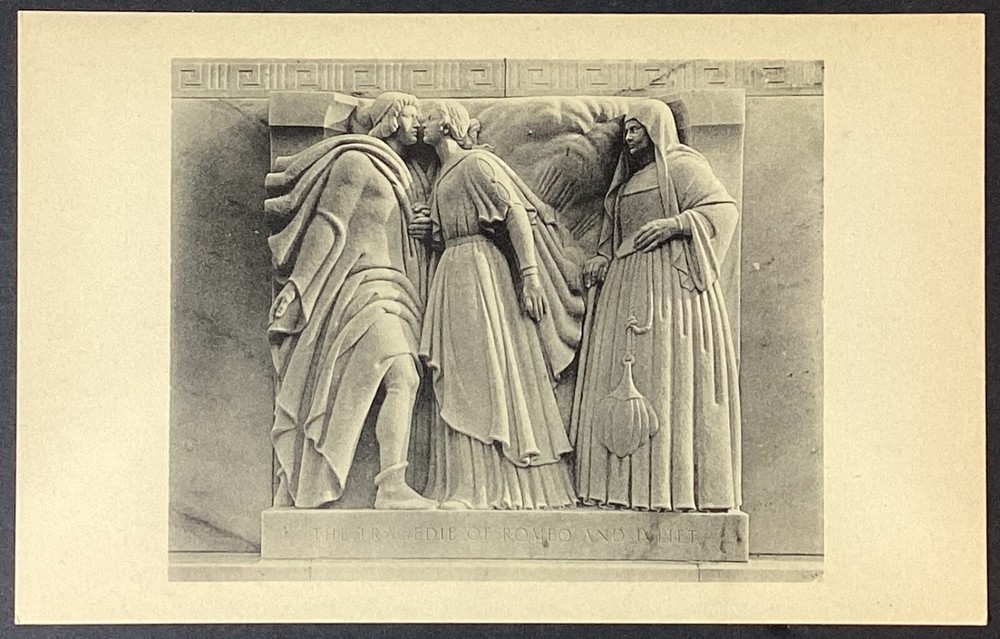 Tragedie Romeo and Juliet Relief by John Gregory Vintage Art Postcard Unposted