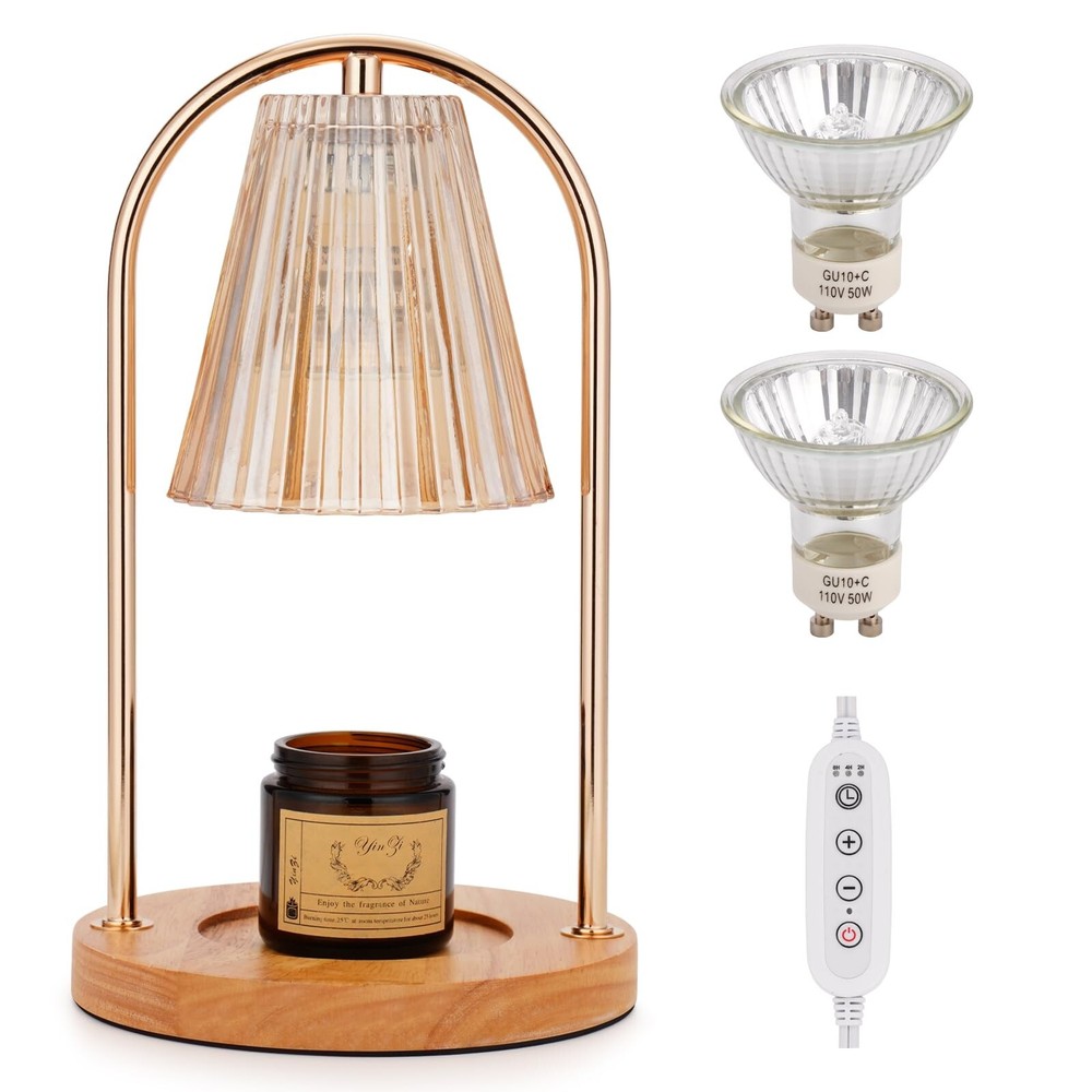 Candle Warmer Lamp with 2 Bulbs Dimmable Timer Electric Wax Melter