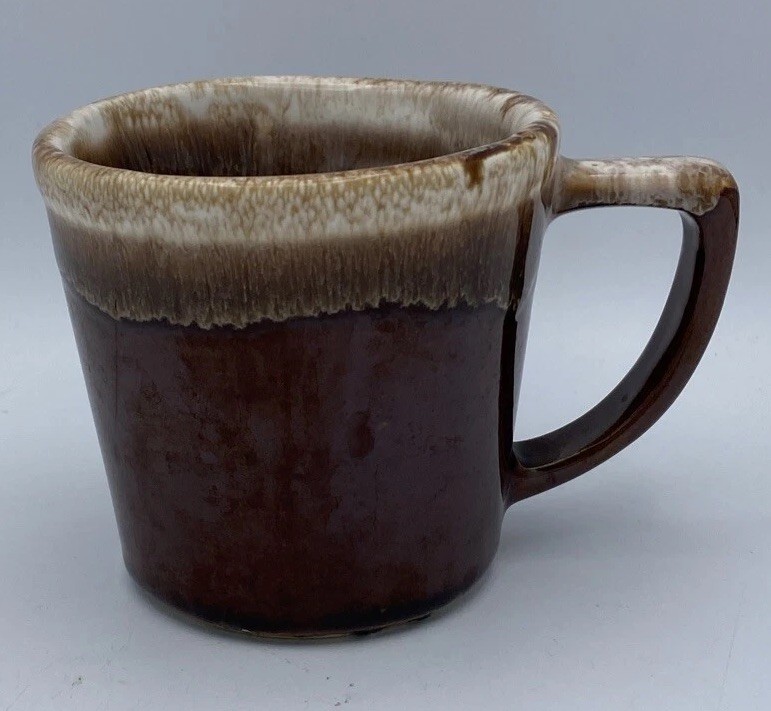 Vintage Mid Century McCoy USA Brown Drip Glaze Coffee Mug Cup D Handle