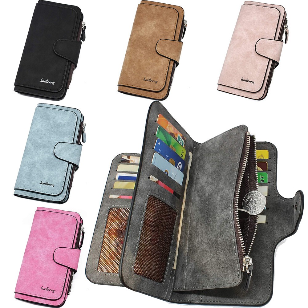 RFID Blocking Women Wallet Vegan Leather Purse Trifold Credit Card Holder Clutch