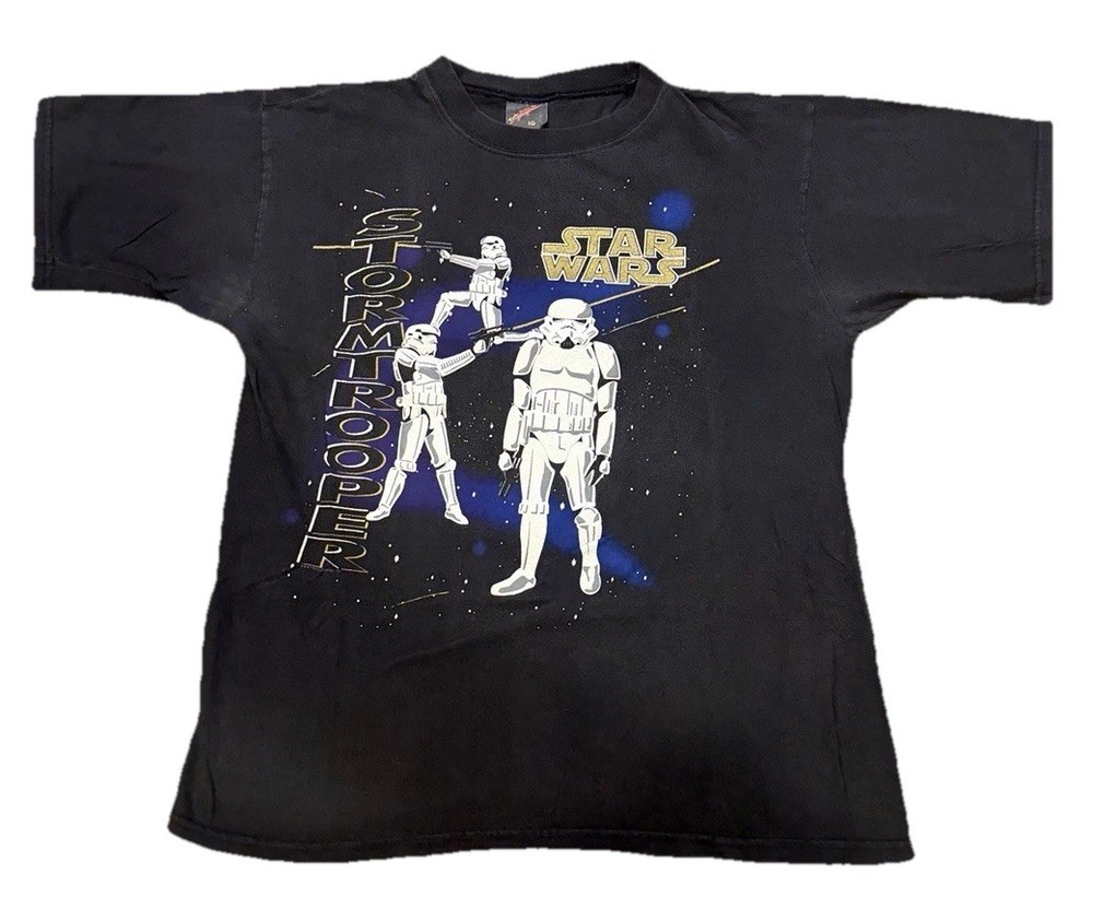 Vintage 1995 Star Wars Stormtrooper Puff Print Rare Lucasfilm Size Large T-Shirt