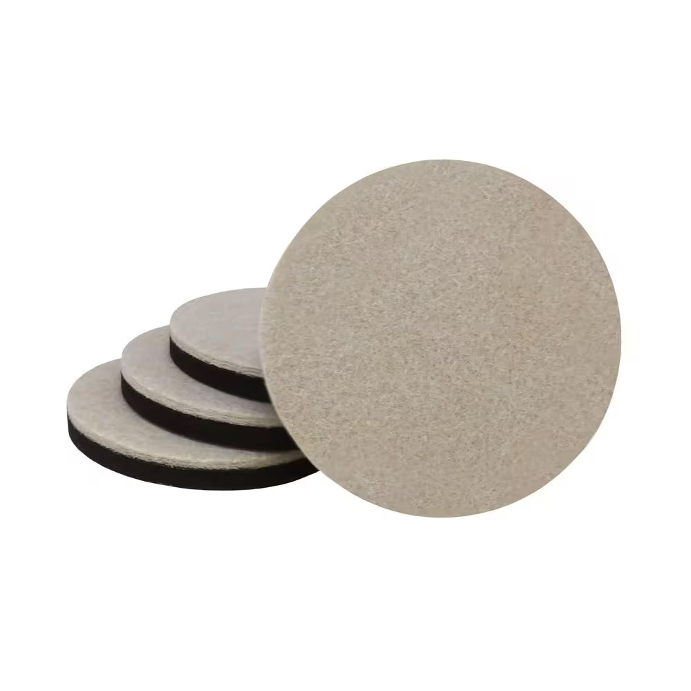 3-1/2 In. Beige round Self-Adhesive Felt Heavy-Duty Furniture Slider Glides for