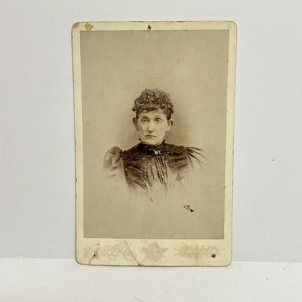 Vintage Cabinet Card Older Woman Portrait 4x6 Sepia Victorian Dress Photo