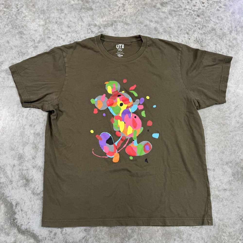 Disney Uniqlo UT Shirt Mens XL Brown Abstract Mickey Mouse Graphic Tee XLarge-image