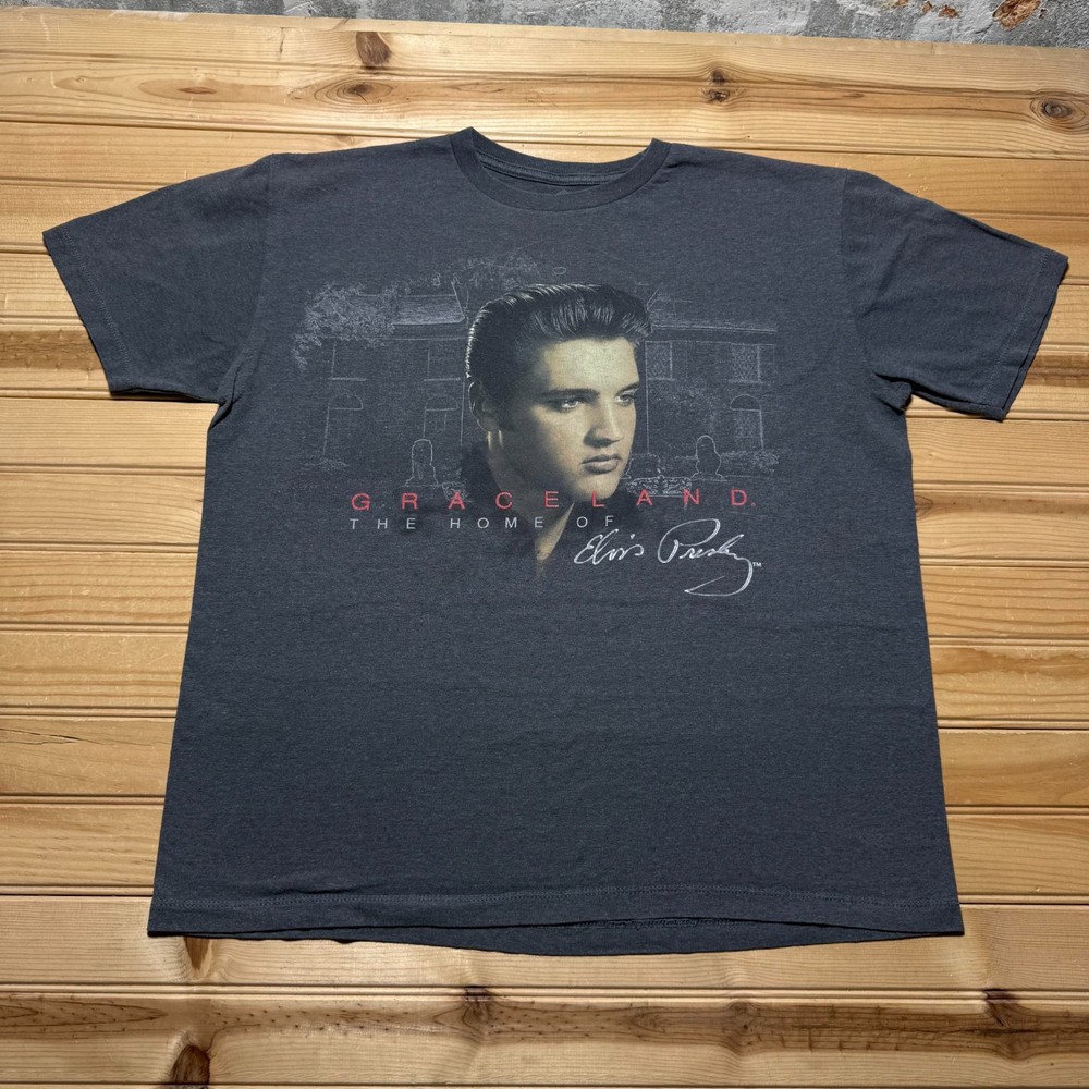 Graceland The Home Of Elvis Presley Portrait Mansion Music History T-Shirt Large