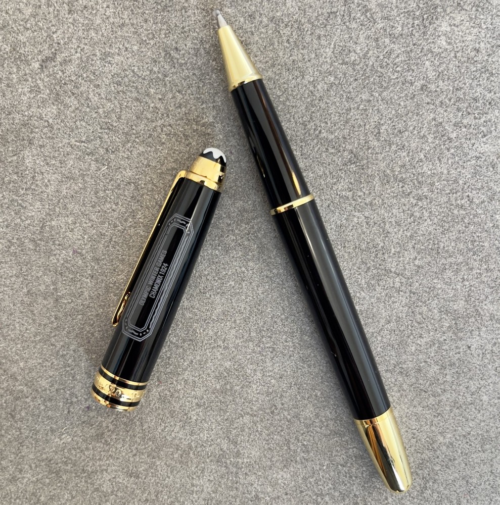 Deluxe Olympic Chamonix Resin Series Black+Gold Color 0.7mm Rollerball Pen