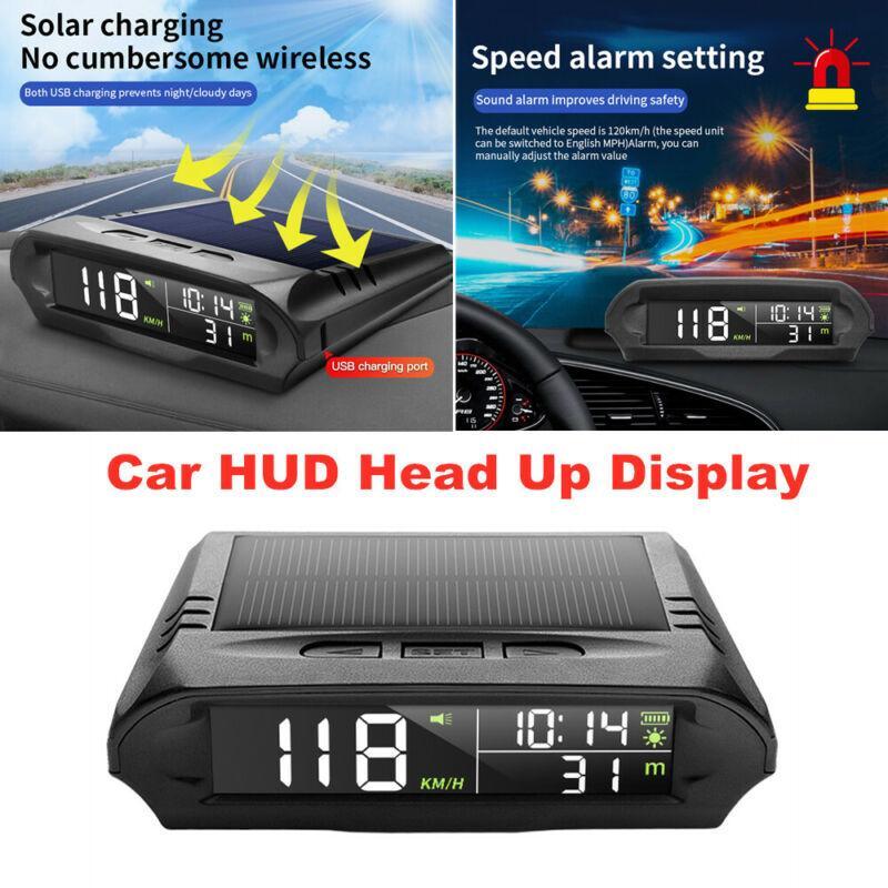 Solar-Powered Wireless Car HUD Display with GPS Speedometer