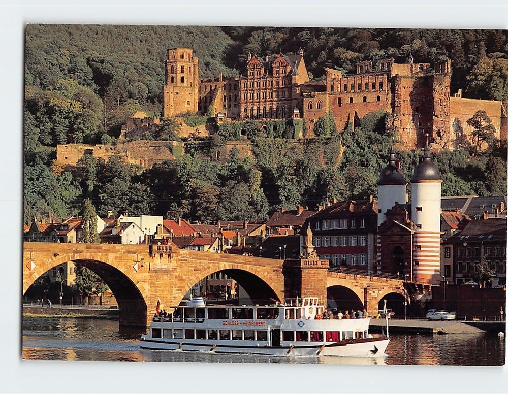 Postcard Old bridge and castle Summerday in Heidelberg Germany