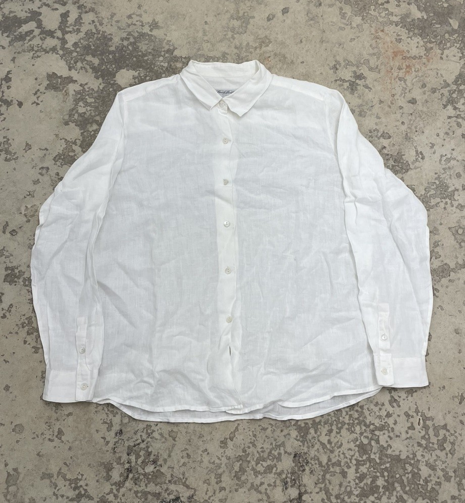 Brooks Brothers 100% Irish Linen Mens L White Long Sleeve Button Down Shirt