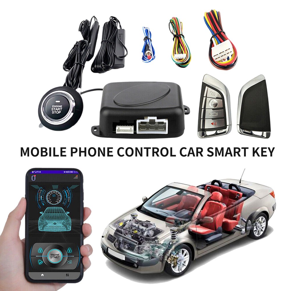 Keyless Entry Push Start Car Alarm System with APP Remote Control