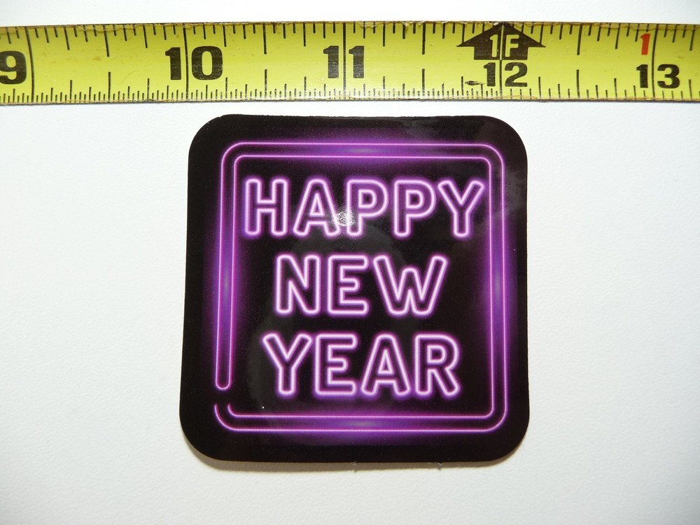 Neon Happy New Year Decal Sticker for Laptop Cute January 31 Decor