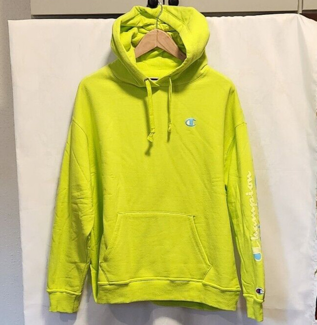 Champion Women's Size 1X Neon Green Hoodie Long Sleeve Drawstring Hood Closure
