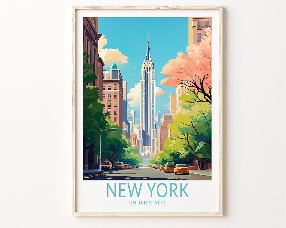 New York Travel Poster New York City Poster New York Travel Wall Art Print