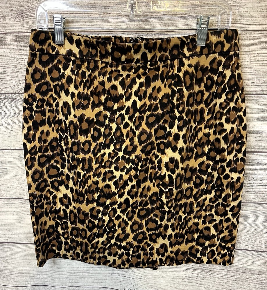 Gap Womens sz 6 Brown & Black Leopard Print Cotton Casual Mini Skirt