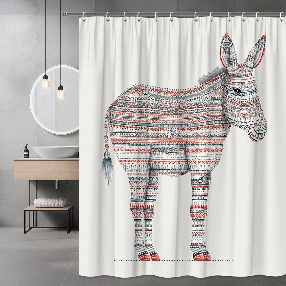Donkey Shower Curtain Boho Tribal Animal Print