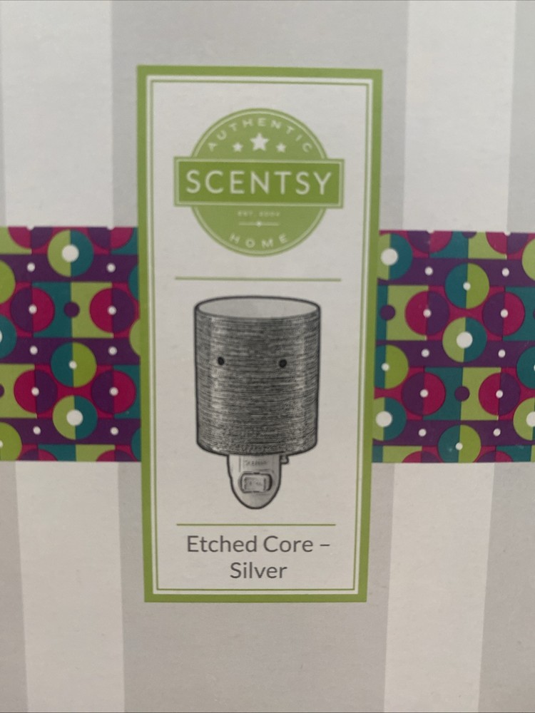 Scentsy Mini Plug-in Wax Warmer Etched Core Silver Nite Lite New