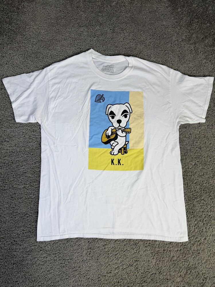 Animal Crossing Shirt Mens L White K.K. Slider Graphic Crew Neck Tagless Cotton
