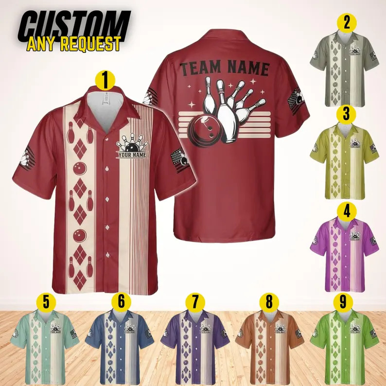 Personalized Retro Bowling Hawaiian Shirt Aloha Summer Custom Gift for Bowlers