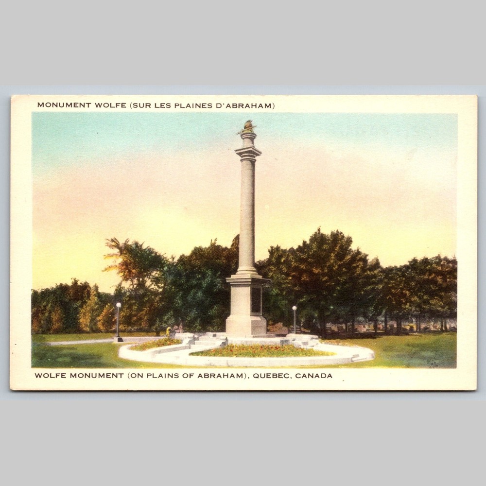 Postcard Wolfe Monument Plains of Abraham Quebec Canada