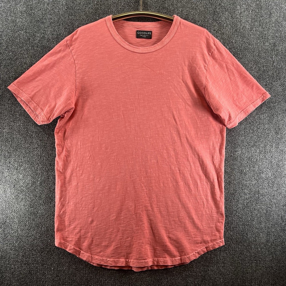 Goodlife Mens XL Heathered Red Shirt Short Sleeve Curved Hem Crew Neck USA Made