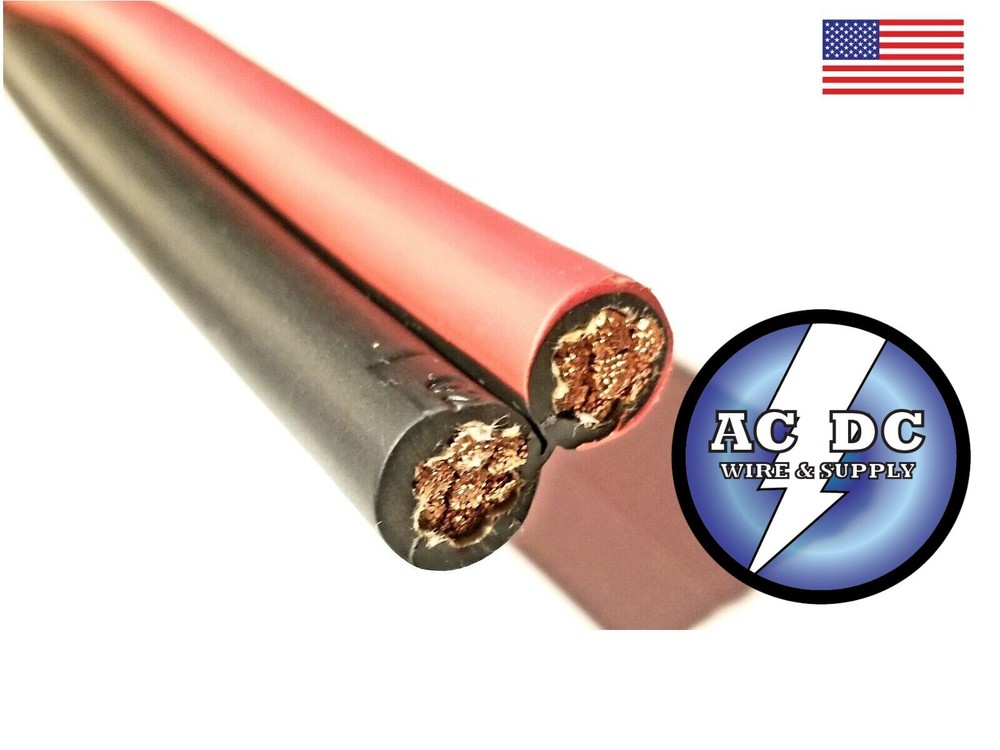 Battery Booster Jumper Cable Bonded Wires Flexible Copper 1 Gauge Duplex