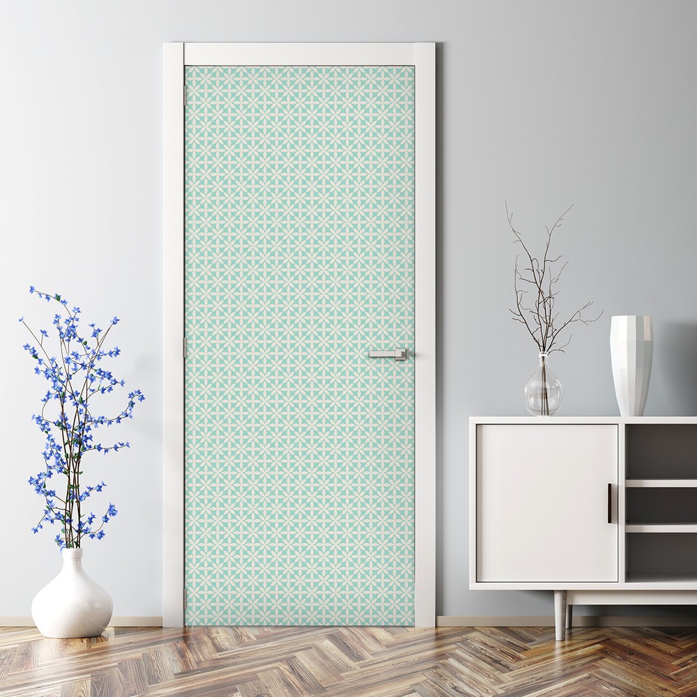 Vintage Green and Grey Bubble-Free Self-Adhesive Door Decal
