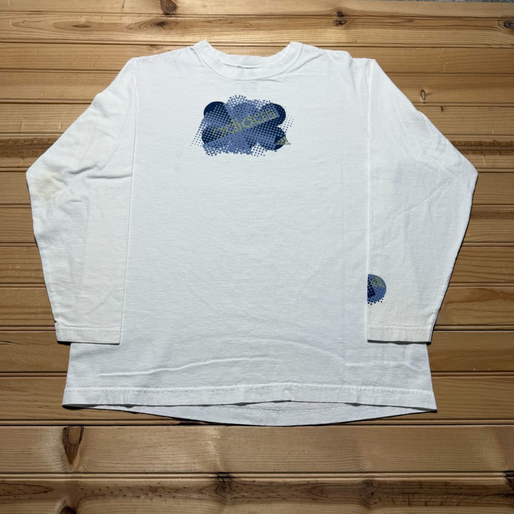 Vintage 90s Adidas Abstract Halftone Long Sleeve Graphic T-Shirt USA - Medium-image