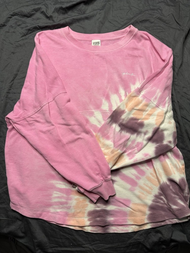 PINK Victorias Secret Crewneck Sweatshirt Pink Tyedye Size XL