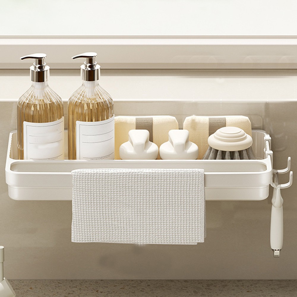 Multi-functional sink sponge rack for faucet and countertop storage