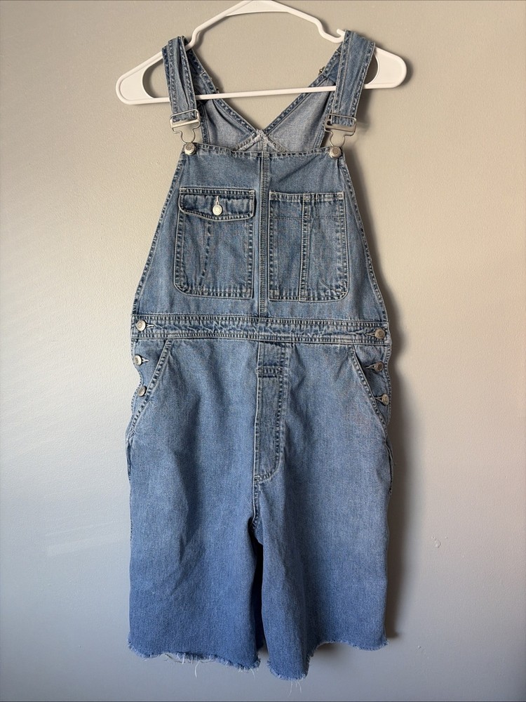 Gap Women's 100% Cotton Denim Overalls Shorts Blue, Medium, 90s