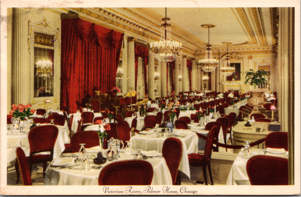 Victorian Room, Palmer House, Chicago, Illinois, Vintage Postcard