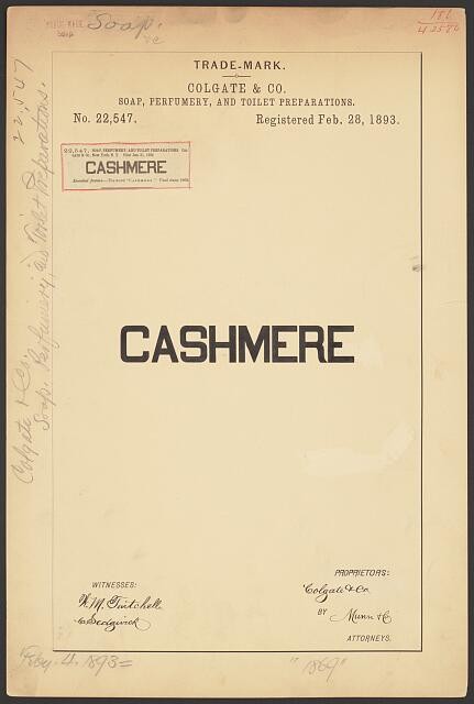 Colgate & Co. for Cashmere brand Soap, Perfumery, and Toilet Preparations