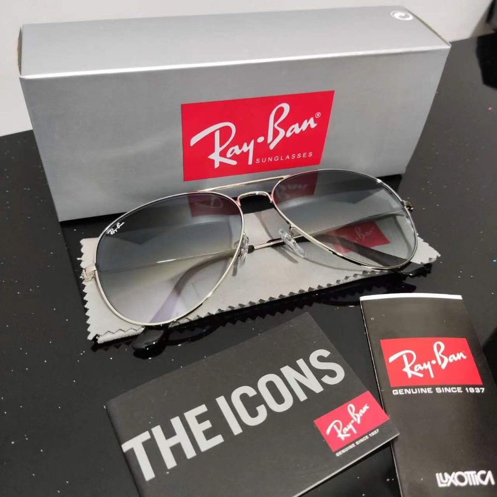 RAY-BAN RB3026, aviator sunglasses , Silver Frame/Large 62mm Gradient Grey Lens