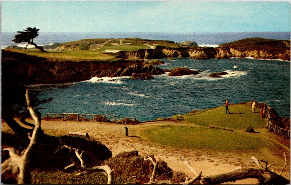 Dr Jim Stamps Postcard 16Th Hole Cypress Point Pebble Beach California