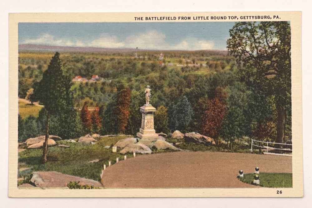 Battlefield From Little Round Top-Gettysburg, PA-Vintage Linen Postcard