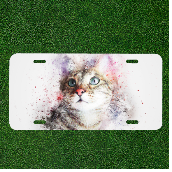 Custom Personalized Auto Tag With Magical Cat Sparkles Design