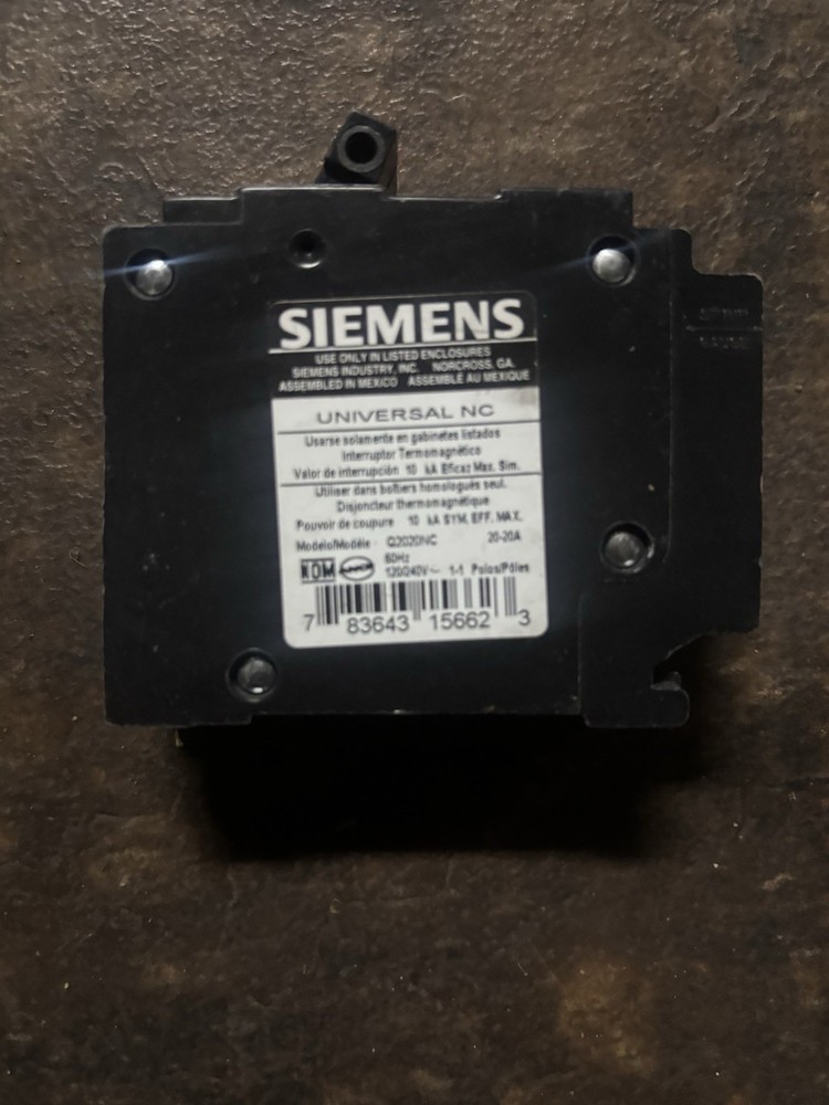 Siemens Q2020 20A 1 Pole 120V Tandem Circuit Breaker