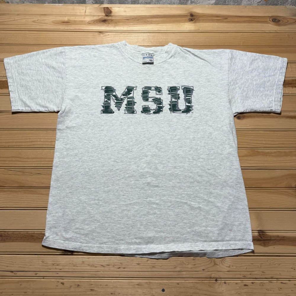 Vintage 90s MSU Michigan State University Heather Gray Shirt USA Made -  Size XL