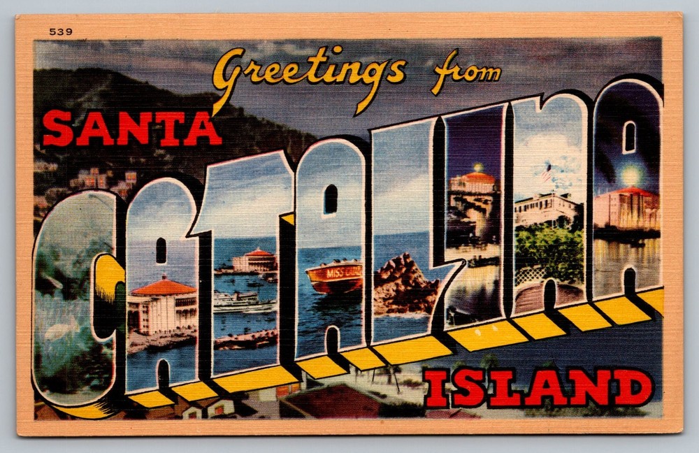Greetings From Santa Catalina Island Linen Vintage Postcard