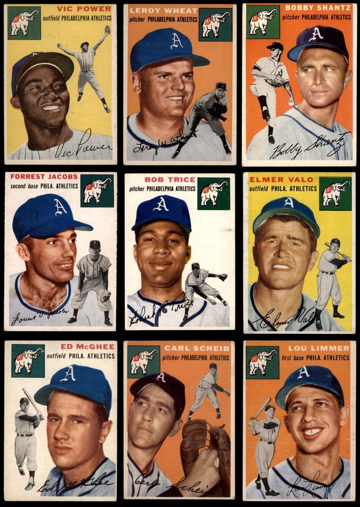 1954 Topps Philadelphia Athletics (A's) Near Team Set 3 - VG 5307969
