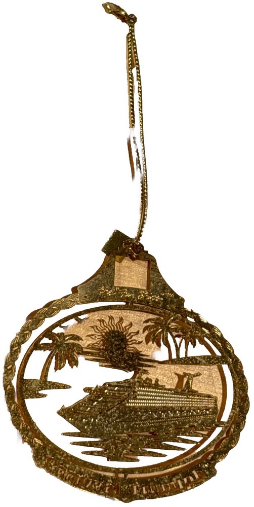 Carnaval Genuino Acabado Oro 24K Latón Triumph Crucero Adorno de Navidad
