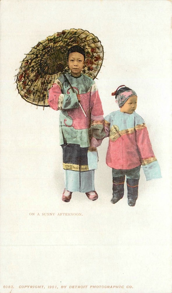 C-1910 Chinese in  America on a sunny afternoon undivided Postcard 25-1633