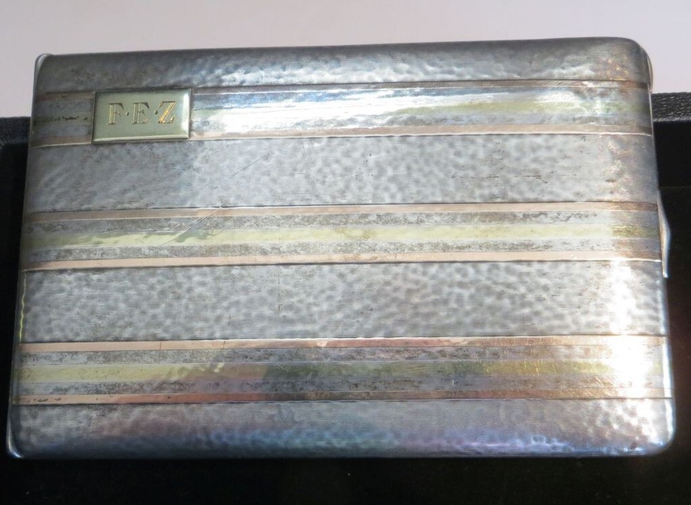 Tiffany & Co  Sterling Silver & 14K Gold Cigarette Case