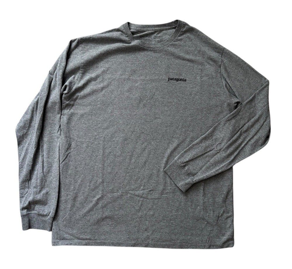 Patagonia Shirt Mens Size Large Gray Regular Fit Long Sleeve Crew Neck Logo