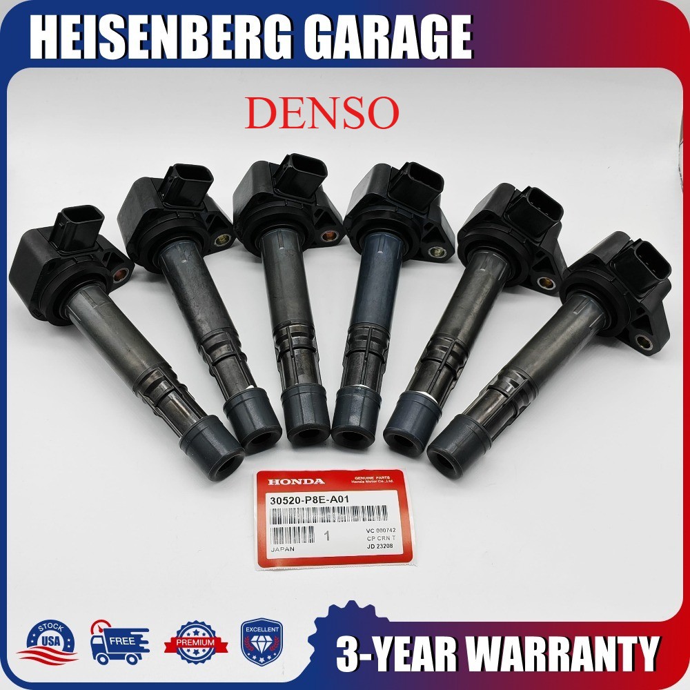 Genuine DENSO 6PCS Ignition Coil 30520-P8E-A01 For Honda Accord Odyssey Acura CL