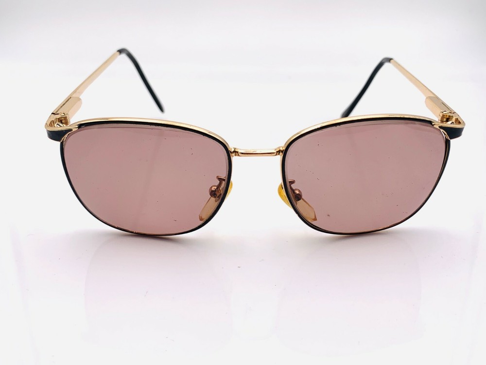 Vintage Elan 9119 Black Metal Gold Oval Sunglasses Korea Frames Only Retro Fashion Accessory