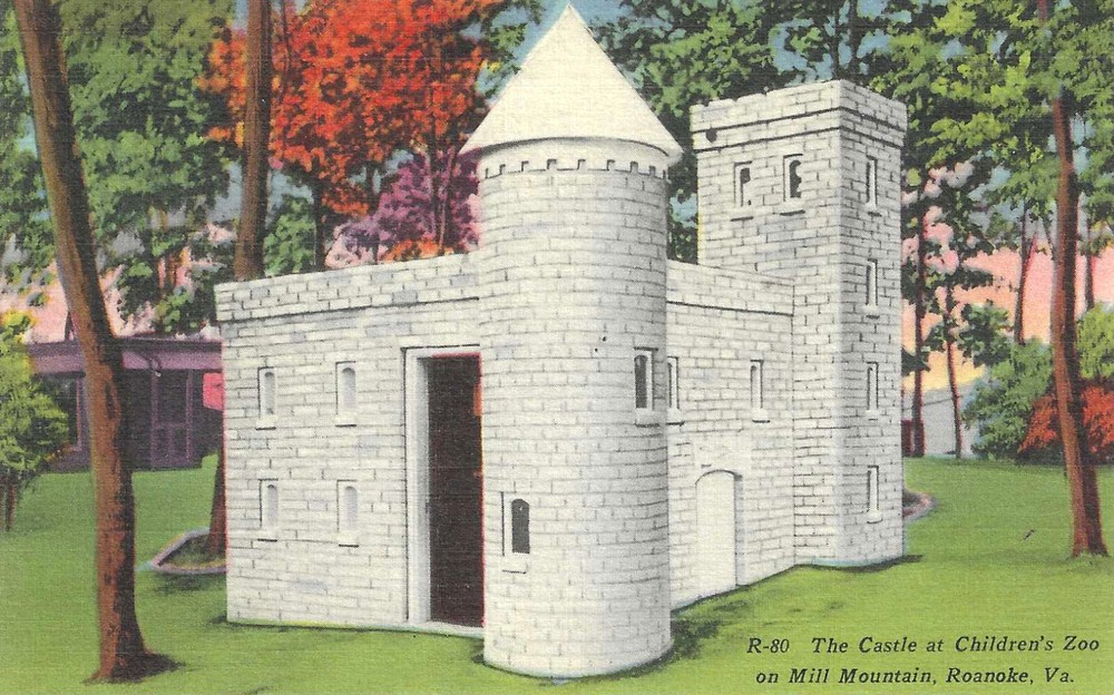 c1940s Roanoke Virginia VA Castle at Children's Zoo Mill Mountain Linen Postcard